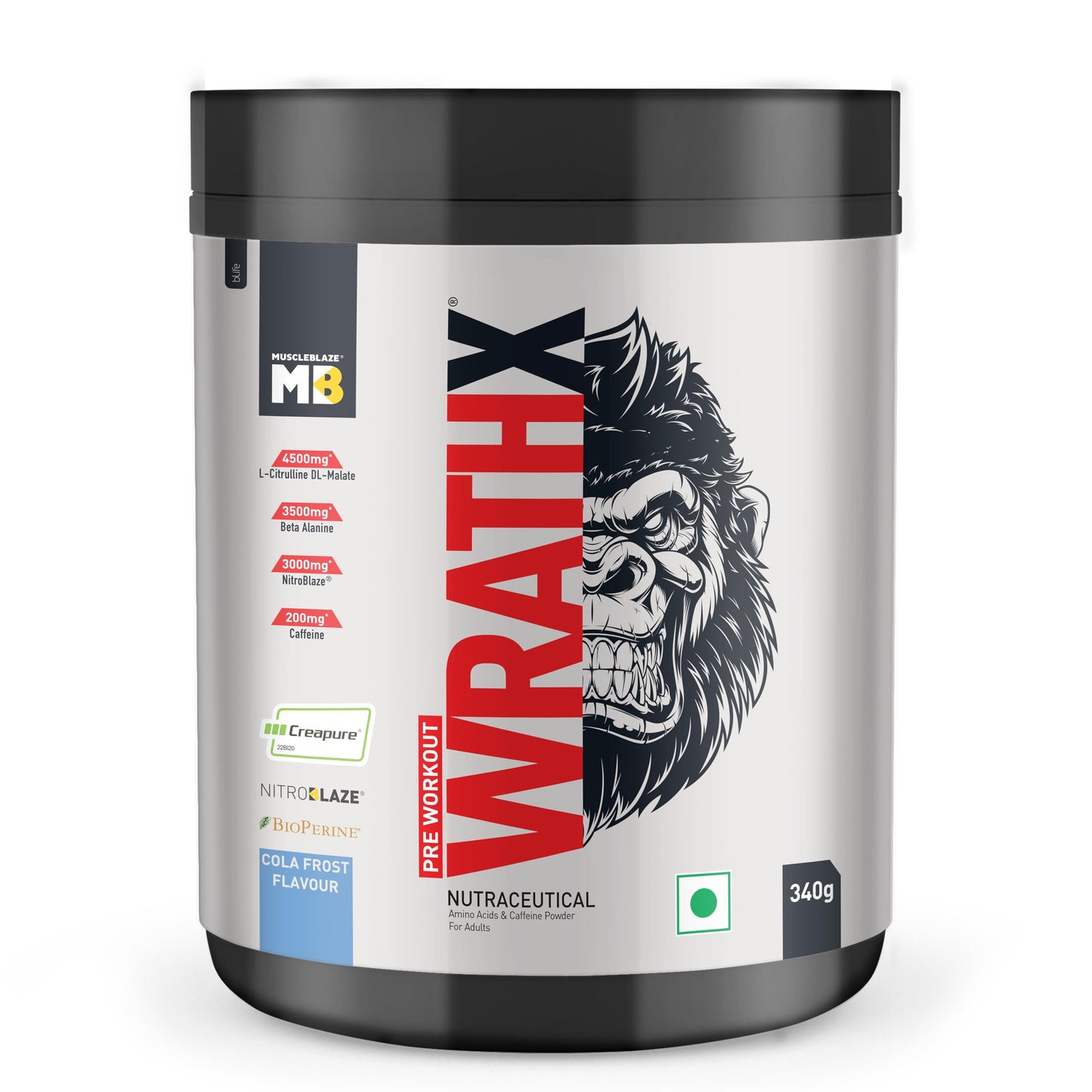 MuscleBlaze Pre Workout Wrathx With Creapure,Nitroblaze & Bioperine (Cola Frost,