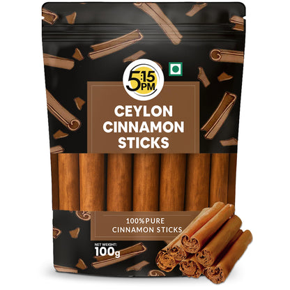 5:15PM Ceylon Cinnamon Sticks Original 100gm | SriLankan Dalchini Cinnamon Stick | World's Finest Ceylon Cinnamon Quills | Genuine Source Certified