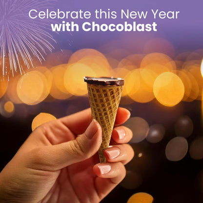 Pure Temptation Chocoblast Chocolate-Filled Waffle Cones [30 Pieces Chocolate Box] Snacks for Kids & Adults- Non-Meltable Gift Pack- Individually Wrapped Cone Bites- Roasted Almond