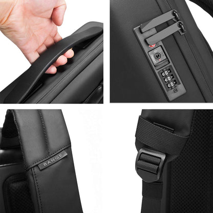 BANGE Multifunctional Hard Shell Water Resistant Business Travel Laptop Backpack (Black)