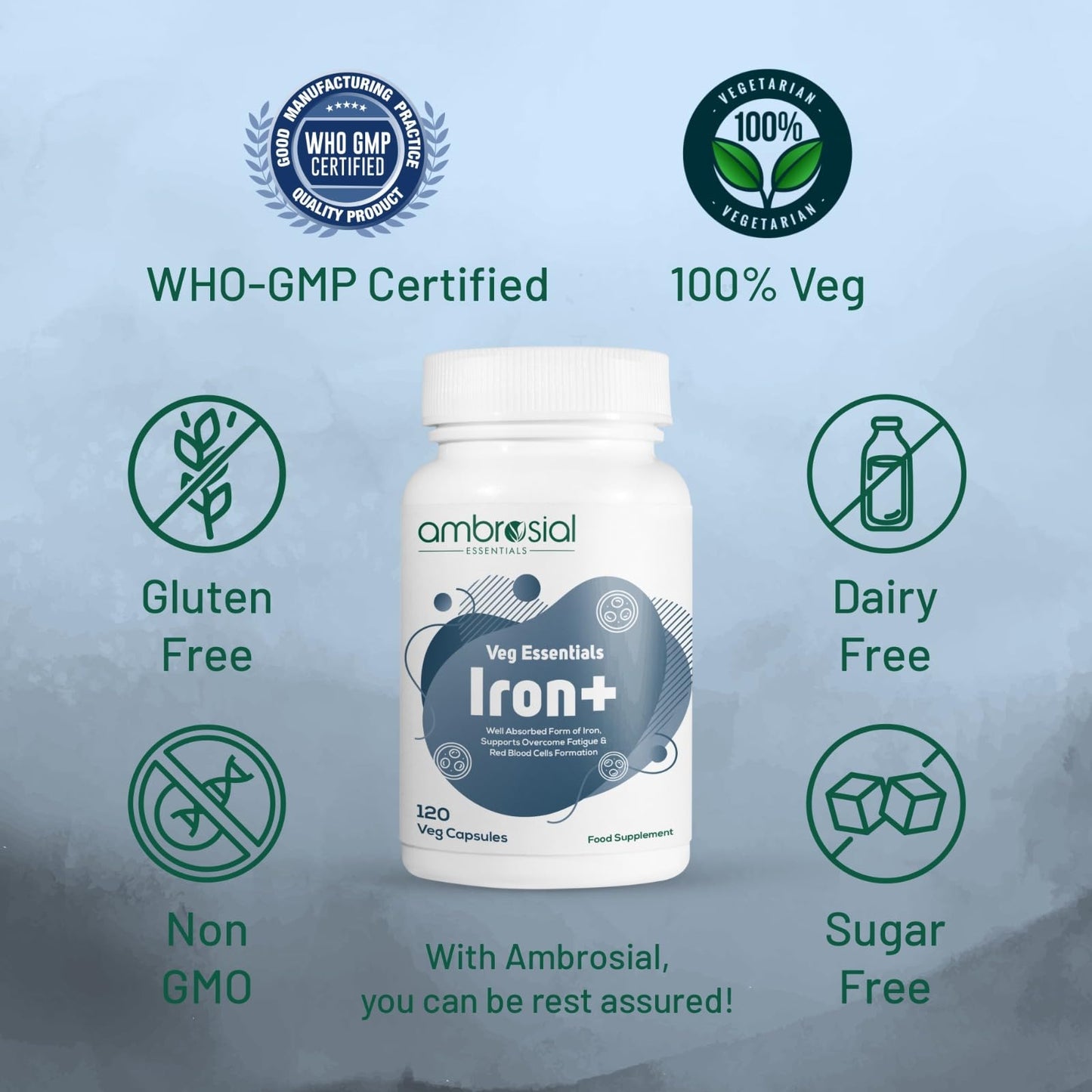 Ambrosial Iron Tablets High Strength 25mg| Iron Supplement for Women &- image 6