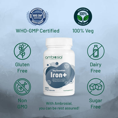 Ambrosial Iron Tablets High Strength 25mg| Iron Supplement for Women &- image 6