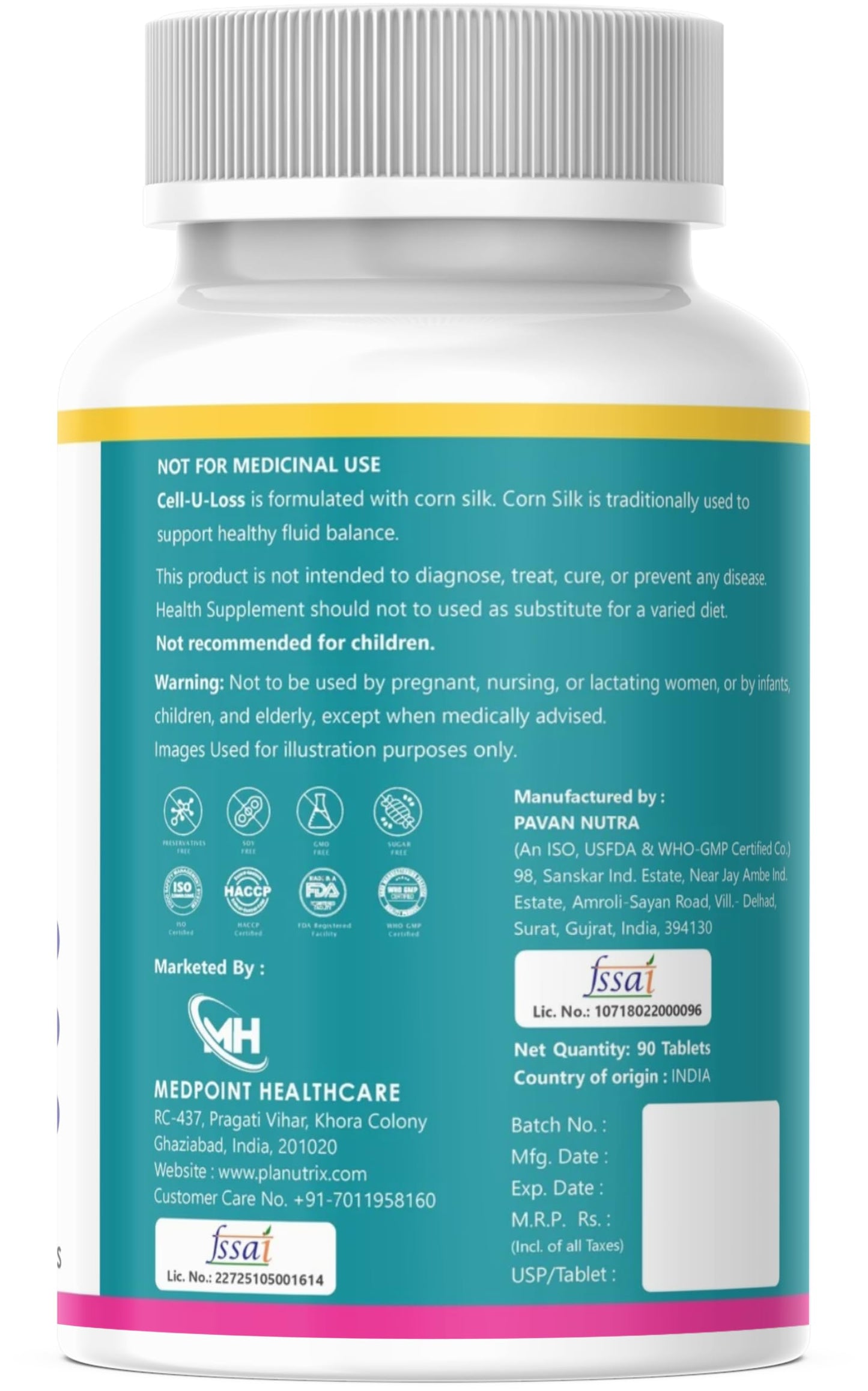 Planutrix Cell Loss Corn Silk Extract Tablets | Fluid Balance Support | Electrolyte Minerals | Zea Mays | 300 mg | 90 Tablets
