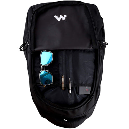 Wildcraft 2 3 Compartment Laptop Backpack with Rain Cover (Black)