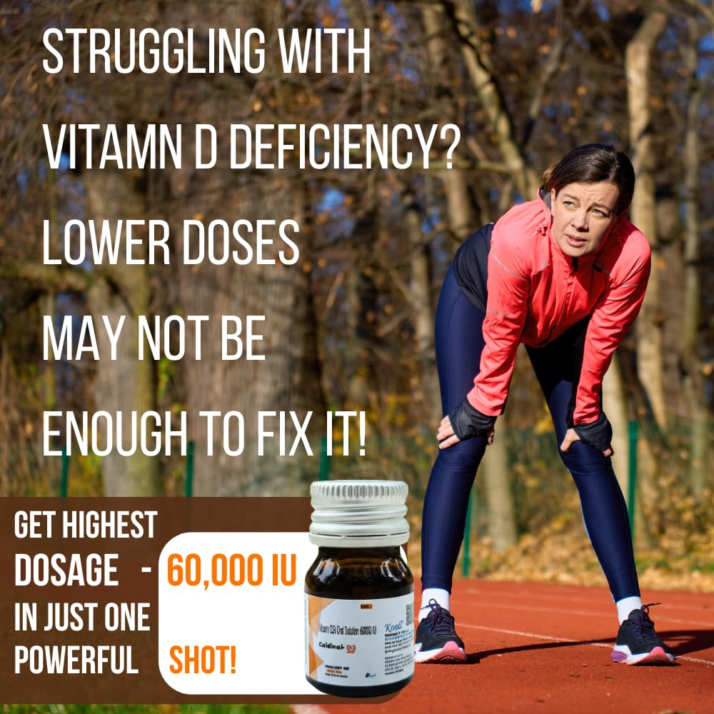 Knoll Healthcare Caldinol-D3 Cholecalciferol Vitamin D3 60000 IU Sugar Free Nano Shots Once in a Week - 5ML x 4 Nano Shot (Pack Of 2)