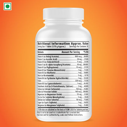 GNC One Daily Veg Multivitamins |Unisex | 30 Tablets| Supports Overall Health & Wellness | With Zinc, Copper | Vitamin B12, A, C & D3| Imported| Formulated In USA