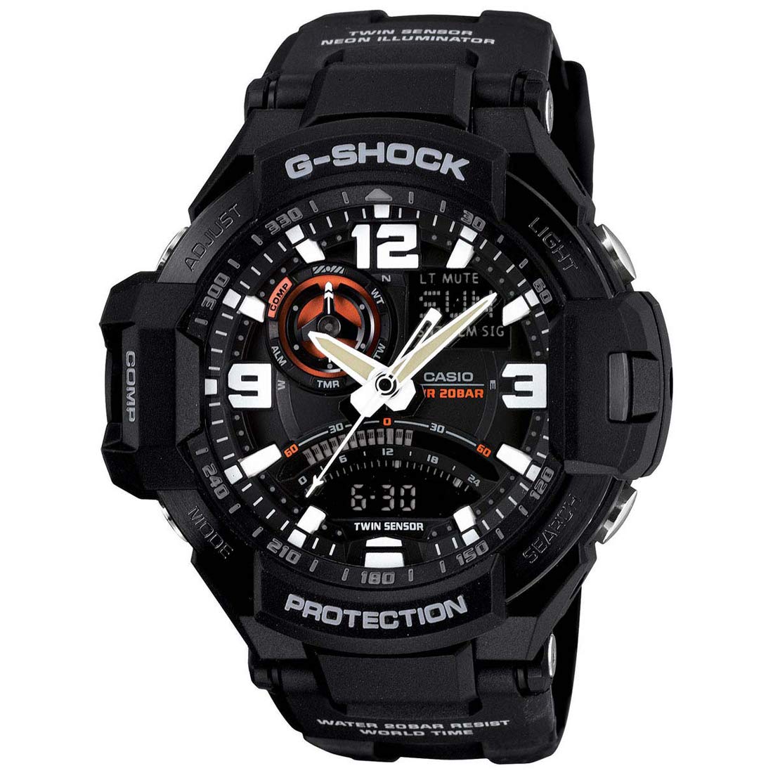Casio G-Shock GA-1000-1ADR Analog-Digital Black Dial Men Watch Black Resin Strap (G435)