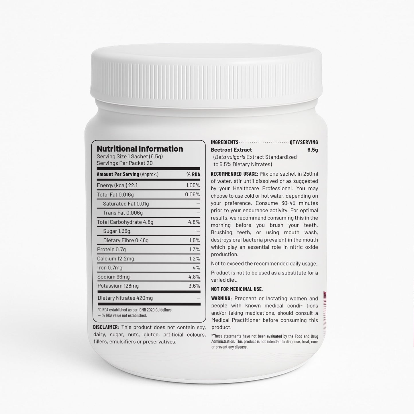 Unived Elite Beet-420 | Beetroot Extract standardized to 6.5% Dietary Nitrate, 420mg Nitrate Per Serving | Endurance Superfood for Athletes | Vegan, Caffeine-Free, Pre-Workout Powder| 20 Servings