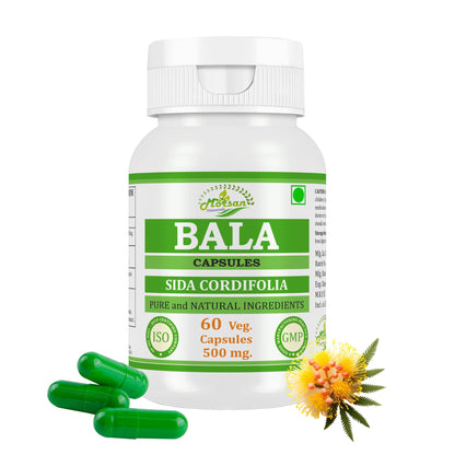 Bala Capsules (Sida Cordifolia Extract) 500mg – Ayurvedic Herbal Capsules for Strength & Vitality, 60 Vegan