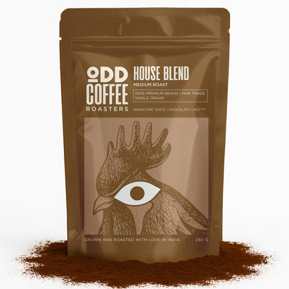 ODD COFFEE ROASTERS House Blend 60% Arabica 40% Robusta Roasted Coffee Powder 250 Gram Medium Roast | AAA Grade Specialty Beans | Chocolaty Nutty | Single Origin Ground Coffee Powder for Cold Brew