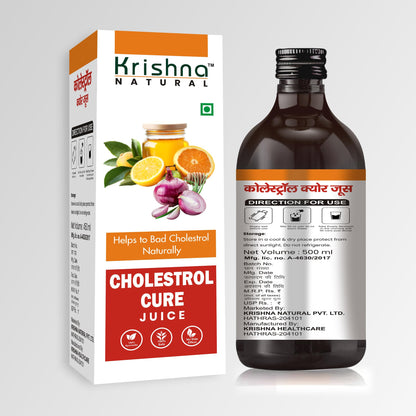 Krishna Herbal & Healthcare Cholesterol Cure Juice, with Ginger, Lemon, Garlic, Honey and Apple Cider Vinegar, 500 ml