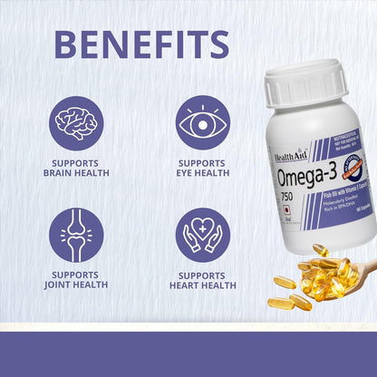 HealthAid Omega 3 Capsules & MultiMax Multivitamin for Women Tablets – Combo Pack (60 Each) with Omega 3 Fatty Acids, Vitamins & Minerals