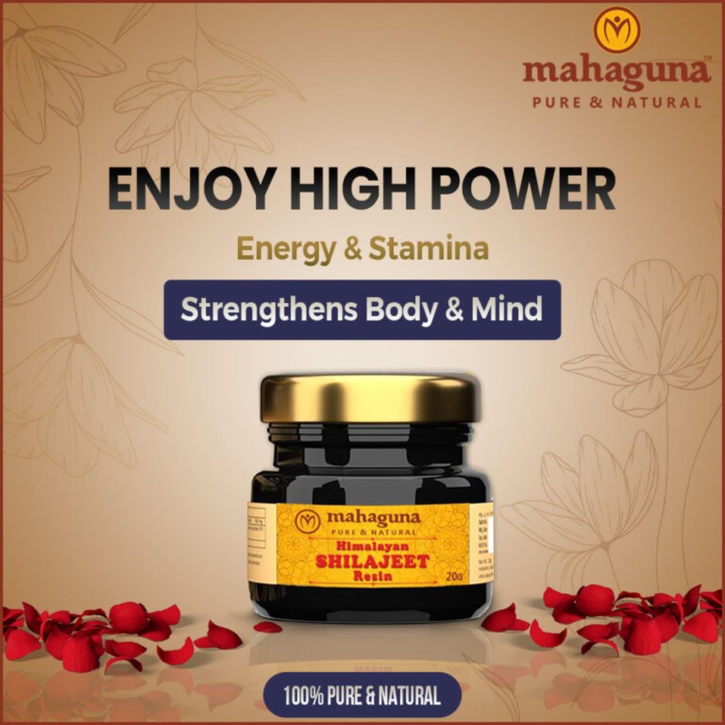 Mahaguna Shilajit Gold Resin - 20g | Helps in boosting Stamina | 100% Ayurvedic