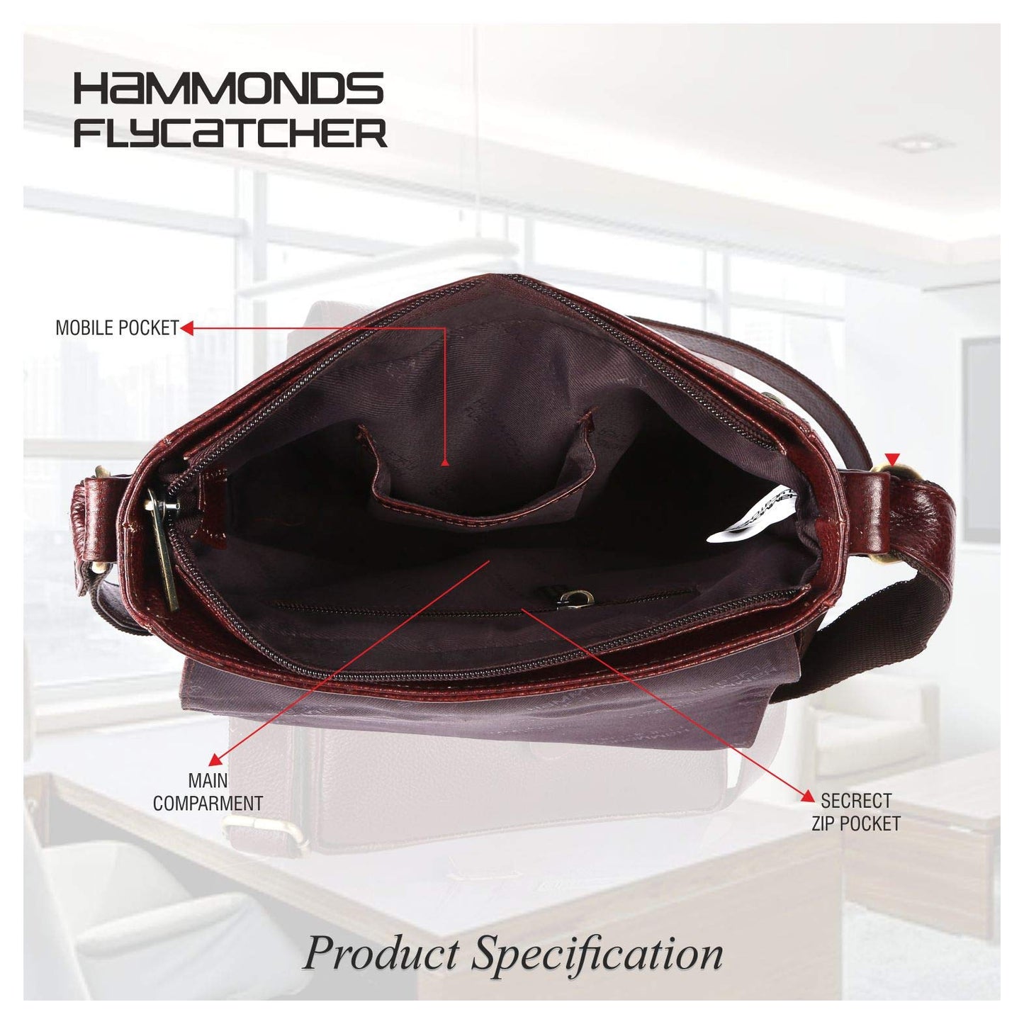 HAMMONDS FLYCATCHER Genuine Leather Sling Bag for Men, Stylish and Spacious Side Bag for Men, Crossbody Bag for Mens Daily Use, Travel, Adjustable Strap, 1 Year Warranty