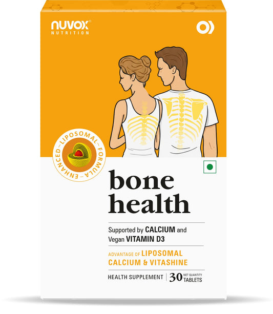 Nuvox Bone Health | Liposomal Calcium & Veg Vitamin D3 | Supports Strong Bones, Teeth & Mobility | 30 Veg Tablets