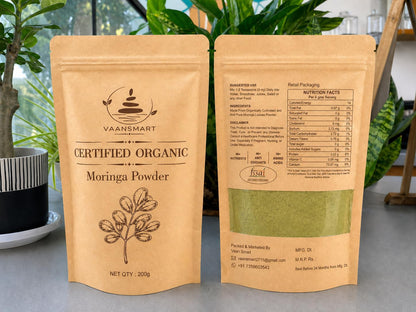 Organic Moringa Powder - 200gm | USDA Organics, Non-GMO, Kosher, Moringa Olifera Powder - 100% Raw and Natural