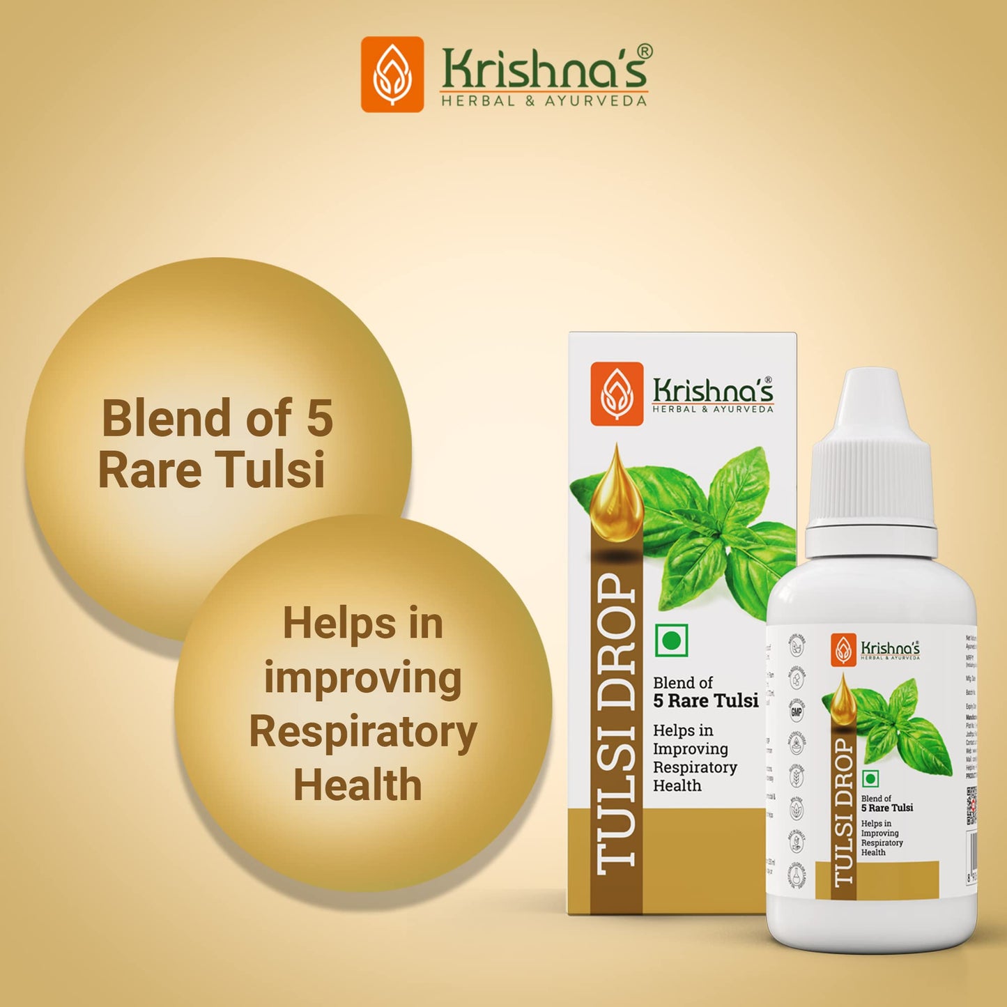 Krishna's Tulsi Drops 30 ml of 5 Rare Tulsi Drop for Natural Immunity Boosting | Nimbu Tulsi, Daulal Tulsi, No Preservatives | Tulsi Drops for immunity | Panch Tulsi Drop