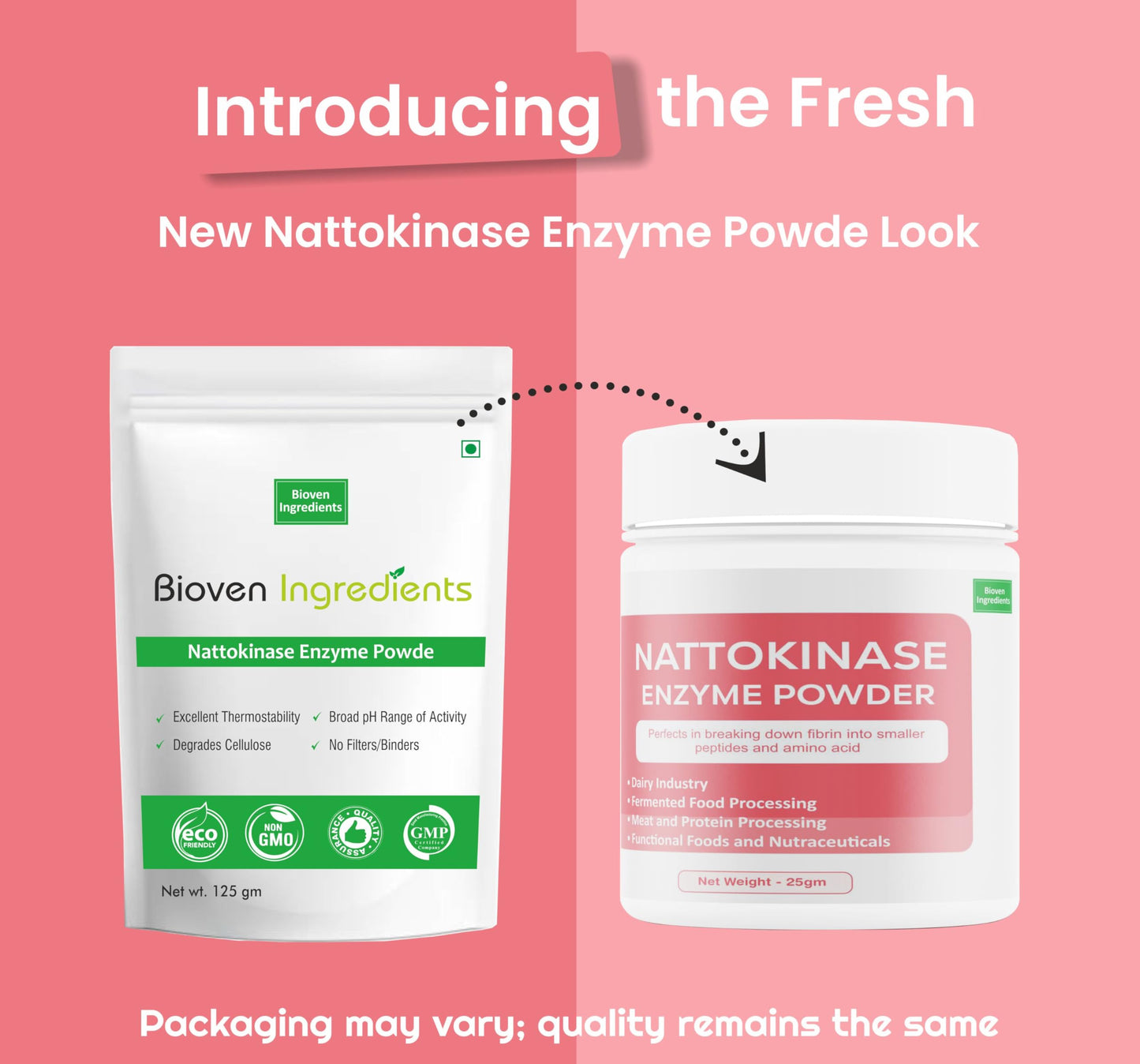 Bioven Ingredients Nattokinase Enzyme Powder Non-GMO, Dietary Supplements/Food and Beverages, Broad pH Range of Activity, Excellent Thermostability, Hydrolyse Fibrin, No Filters/Binder