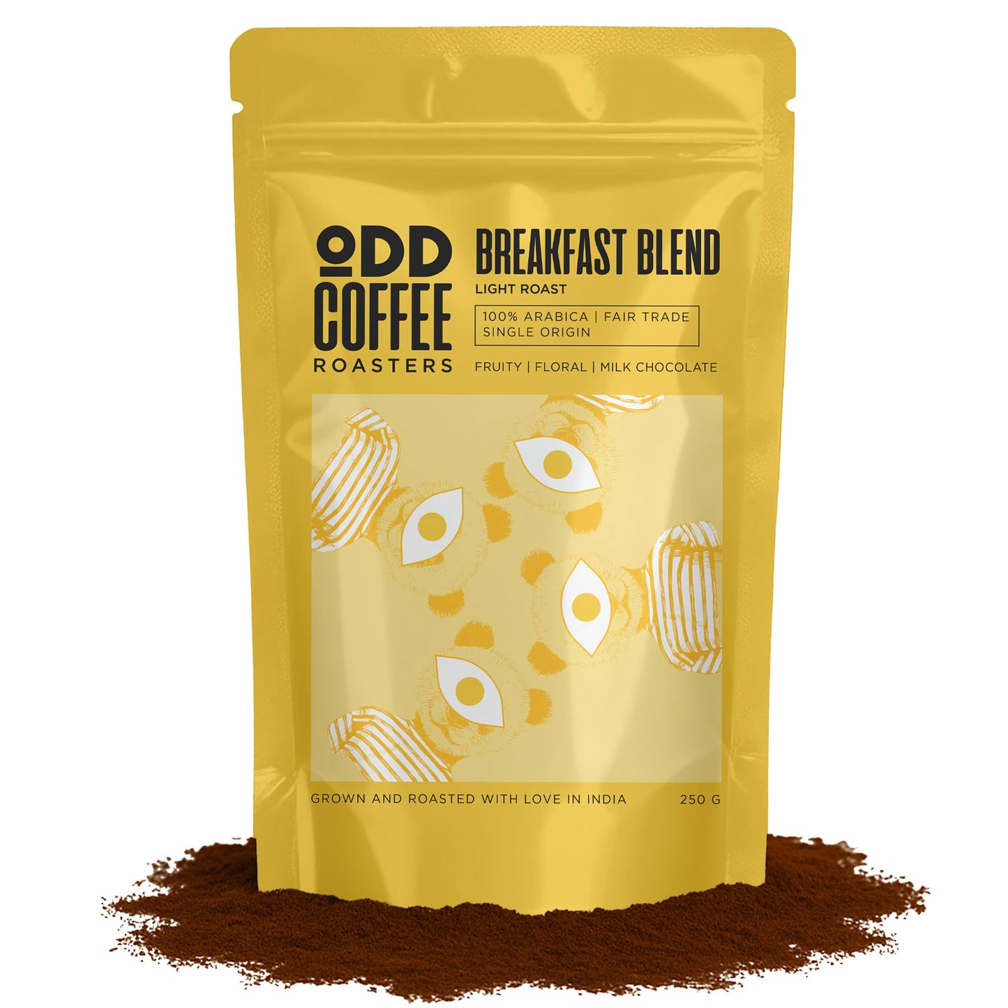 ODD COFFEE ROASTERS 100% Arabica Coffee Fruity, Floral And Milk Chocolate Breakfast Blend Coffee Powder For French Press 250 Gram AAA Beans
