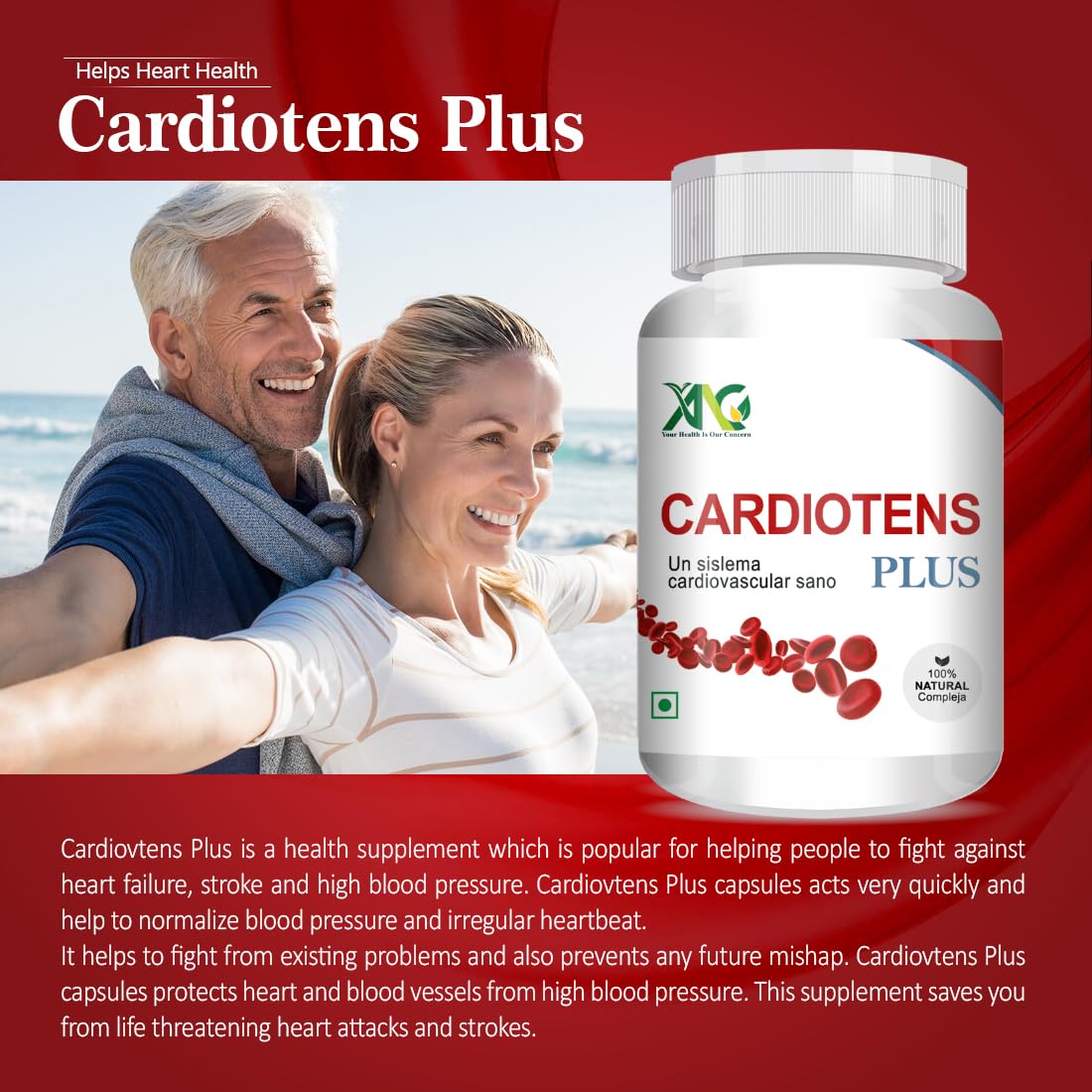 ANC CARDIOTENS PLUS with Arjuna Extract & Moringa Extract Heart Health Supplement (60 Capsules) for Men & Women -Pack of 1
