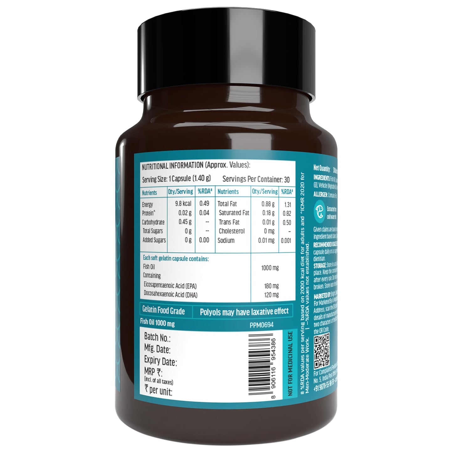 hk vitals Fish Oil and Multivitamin (30 Tablets Each) Combo Pack | 1000mg Omega 3 with 180mg EPA & 120mg DHA | Enhances Energy, Immunity & Joints Health