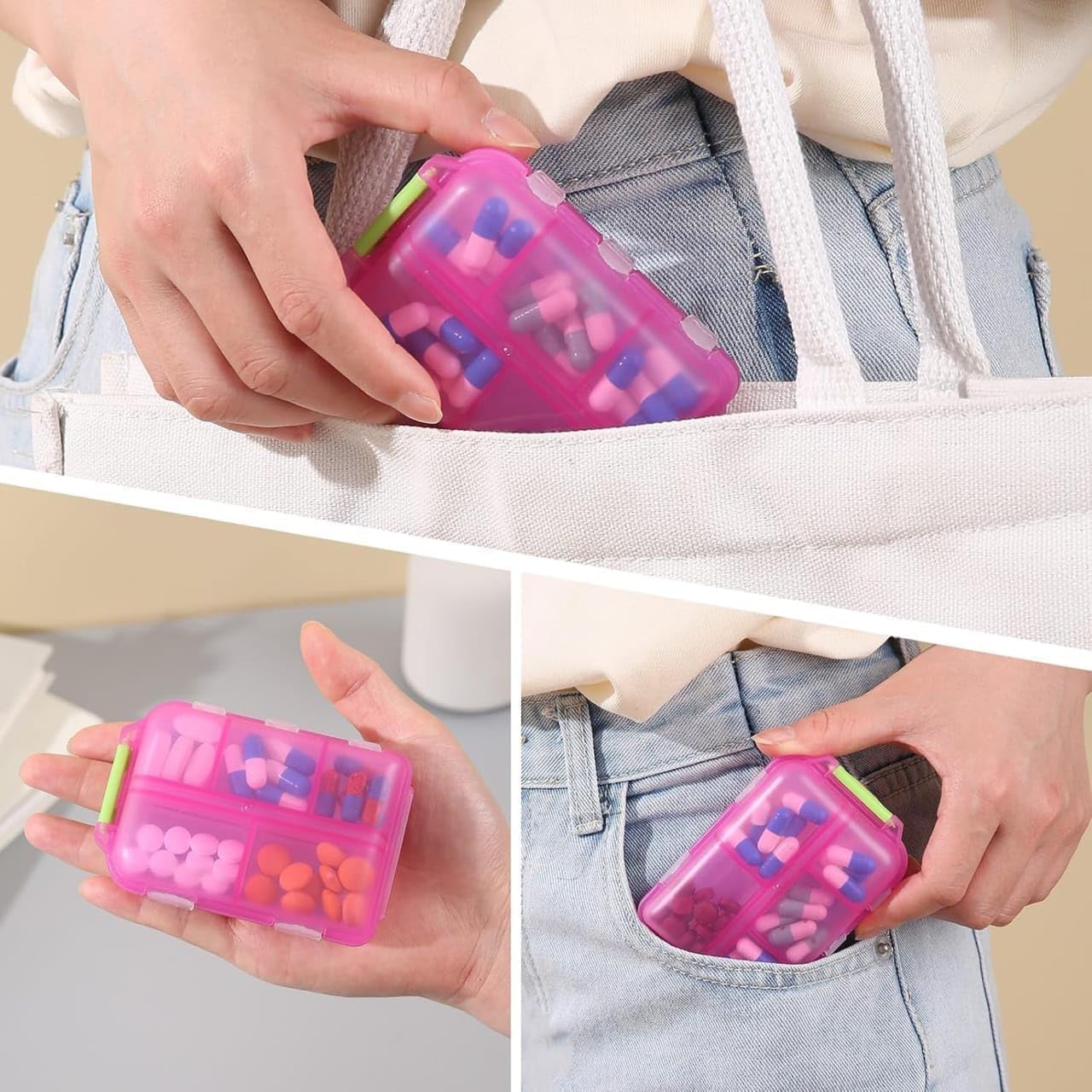 Portable Pill Organizer Box with 8 Compartments - BPA Free Moisture Resistant Medicine Storage Case for Tablets, Capsules, Vitamins & Supplements | Travel Friendly Daily Tablet Holder