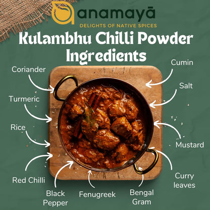 Anamaya Kulambu Masala Powder | Kulambhu Miglai Thool | 100 gms | Packed in a resealable pouch | 100% Pure and Natural Ingredients