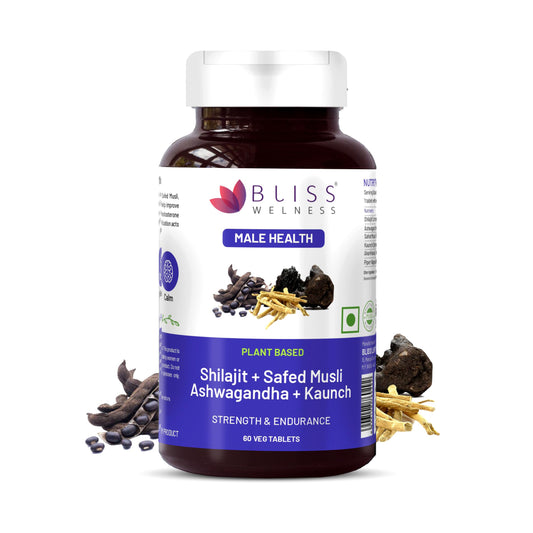 Bliss Welness Shilajit Ashwagandha Kaunch Safed Musli Akharkhara Extract with Bi