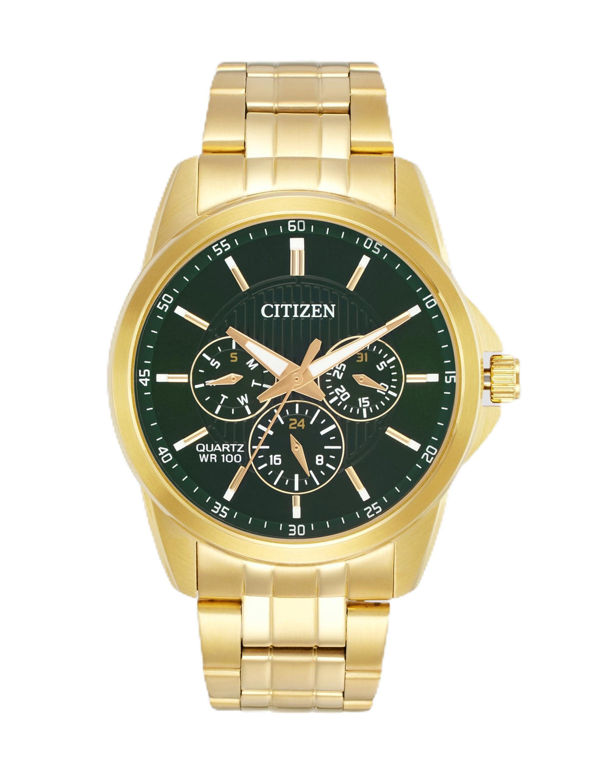 Citizen Stainless Steel Analog Quartz Multifuction Men's Black Dial Watch - AG8343-50X, Band Color-Two-Tone