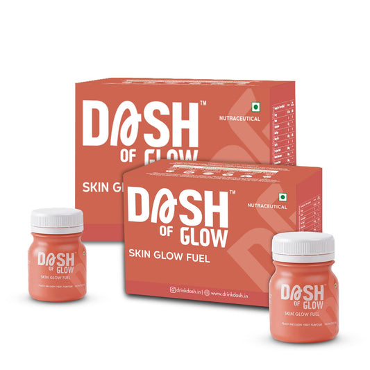 DASH OF GLOW Skin Glow Shots | Supports Pigmentation Control, Acne-Prone Skin & Hydration | Glutathione, Hyaluronic Acid & Vitamin C | Pack Of 6 (6X60 ML) Wellness Shots
