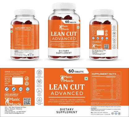 Manic Muscle Lean Cut - Thermogenic Fat Burner, Weight Loss Supplement, Appetite Suppressant, & Energy Booster (60 Tablets)