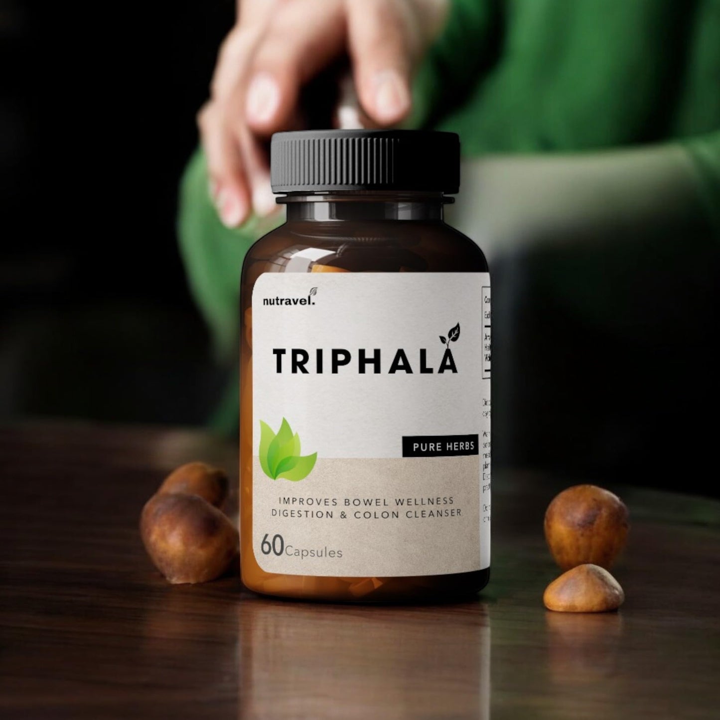 Nutravel Triphala Capsules (500 mg) | Supports Digestive Health & Wellness | 60 Capsules – Pack of 1