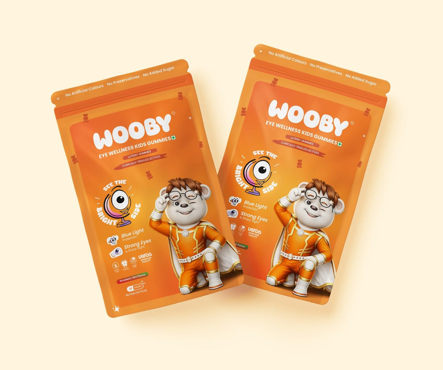 Wooby Eyebeam Eye Care Gummies for Kids, with Lutein and Zeaxanthin, Cranberry Flavour, Vegan, Gluten-Free, 1 Gummy Daily