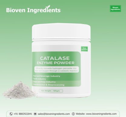 Bioven Ingredients Catalase Enzyme Powder, Non-GMO, Dietary Supplements/Food and Beverages, Broad pH Range of Activity, Excellent Thermostability, Hydrolyse Hydrogen, No Filters/Binder