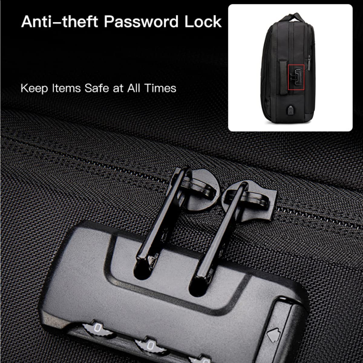 ah arctic hunter Golden Wolf Office Backpack for Men 26-38L TSA Lock Expandable Clothing Pocket Anti-theft Bag with Lock USB Port 17.3" Business Laptop Backpack for College Daily, Black