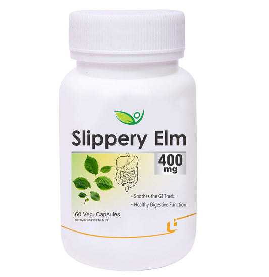 Biotrex Nutraceuticals Slippery Elm 400mg 60 Veg Capsules, Dietary supplement to