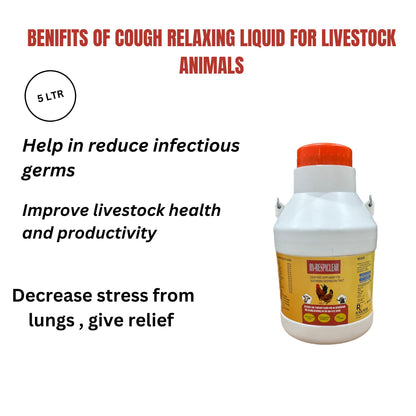 Veqtis helthcare Respiratory Herbs Poultry, Cow, Buffalo, Sheep, Goat, Calf, Chick, & Broiler Medicine Liquid Feed Supplement Syrup for Cough Cold and Easy Respiration RESPICLEAR (5 LTR)
