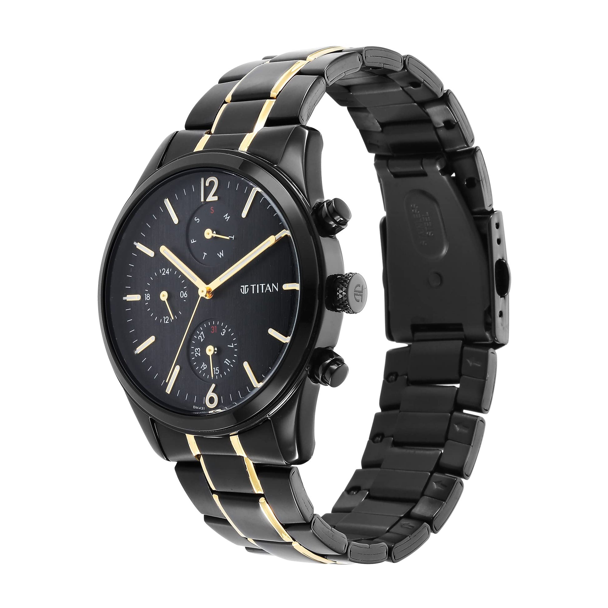 Titan Classique Quartz Analog Black Dial Two Toned Black and Gold Stain- image 5