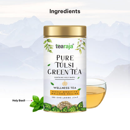 Pure Tulsi Tea 100 GMS | Holy Basil | Pure Herbal Tea |100 % Natural Whole Leaf | Caffeine Free | High in Anti-oxidant |