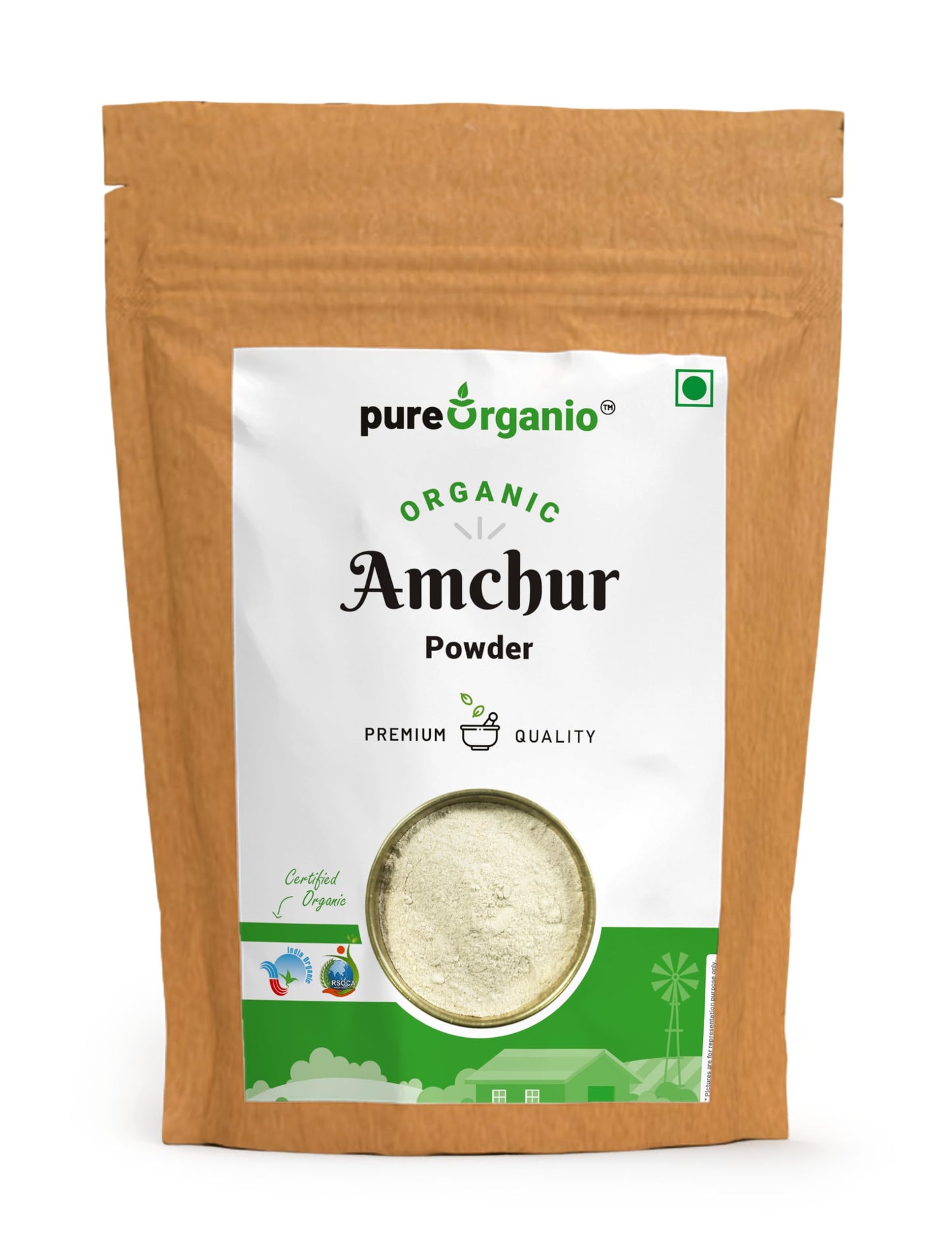 Pure Organio Organic Amchur Powder, Authentic Dry Mango Powder, Traditional Aamchoor Powder for Flavorful Indian Cuisine, NPOP Organic Certified Indian Spices (200 Gm)