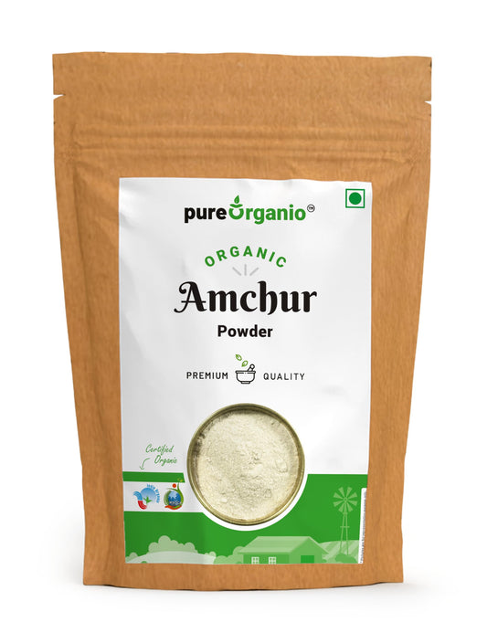 Pure Organio Organic Amchur Powder, Authentic Dry Mango Powder, Traditional Aamchoor Powder for Flavorful Indian Cuisine, NPOP Organic Certified Indian Spices (200 Gm)