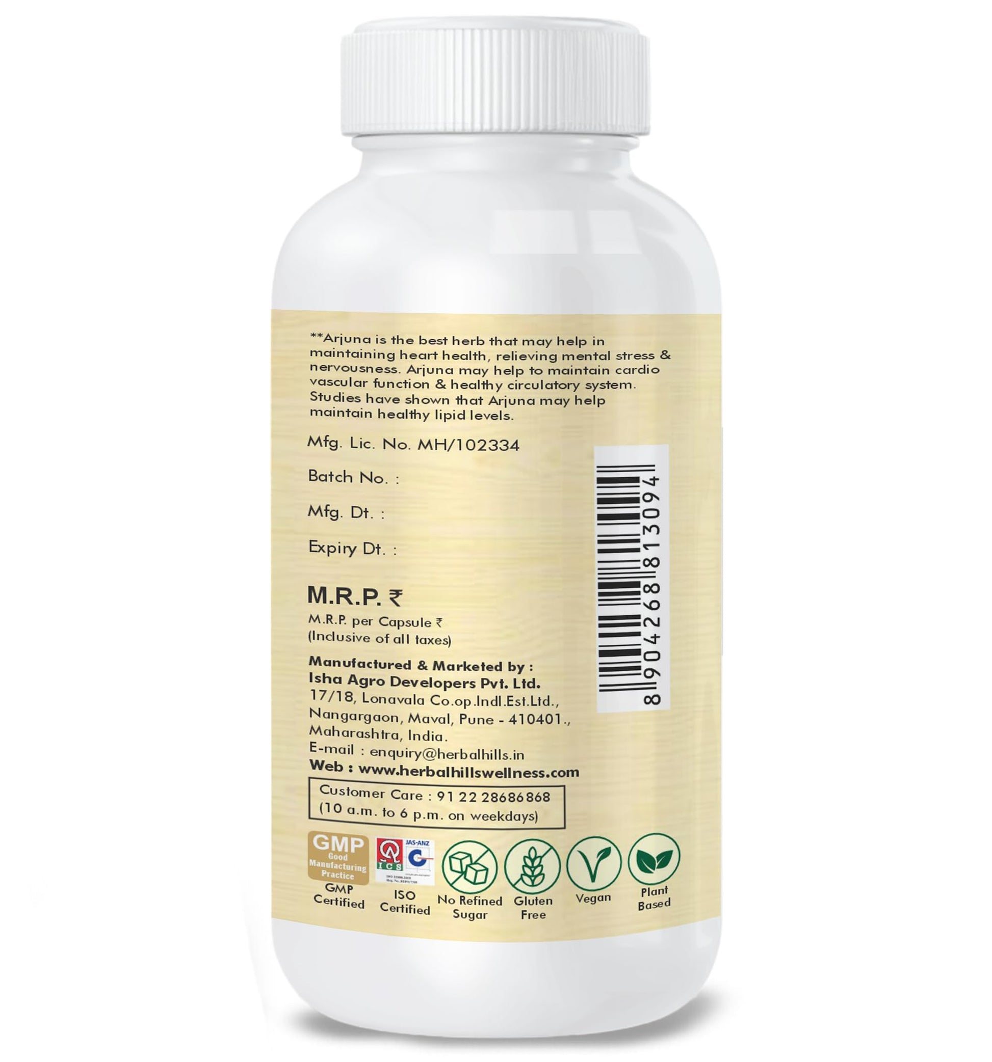 Herbal Hills Arjuna Capsules | 120 Count- image 3