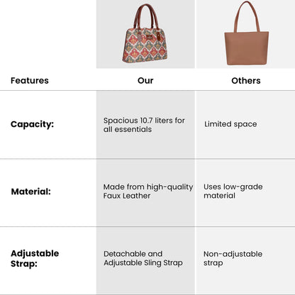 THE CLOWNFISH Montana Series Handbag for Women Office Bag Ladies Purse Shoulder Bag Tote For Women College Girls (Pink-Rangoli Design)