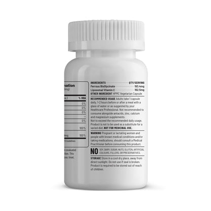 Unived Women’s Iron Supplement | 29mg Ferrous Bisglycinate + 65mg Liposomal Vitamin C | 100% RDA Iron & Vitamin C | High Absorption, Gentle on Stomach | Vegan | 60 Capsules
