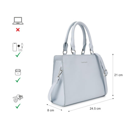 Fastrack Casual Satchel Bag with Top Zipper for Girls, Medium Size with Detachable Sling and Handheld Handles, Made with High-Quality Faux Leather