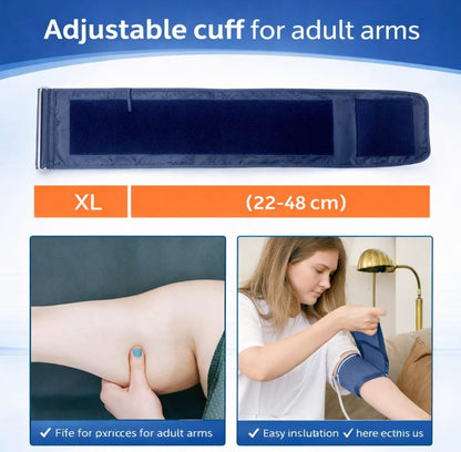 MCP BP Cuff Adult Blood Pressur­e Monitor Large Cuff XL Compatible with Omron B.P, Ageasy BP, Pharmeasy BP with 6 Size Connectors free (22-48CM)