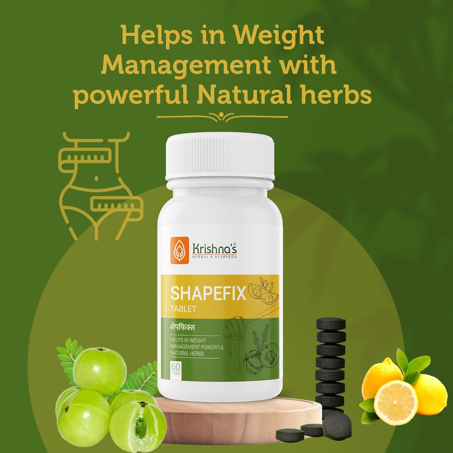Krishna's Shapefix Tablet - Helps in Weight Management with Natural Herbs - 60 Tab (Pack of 1)