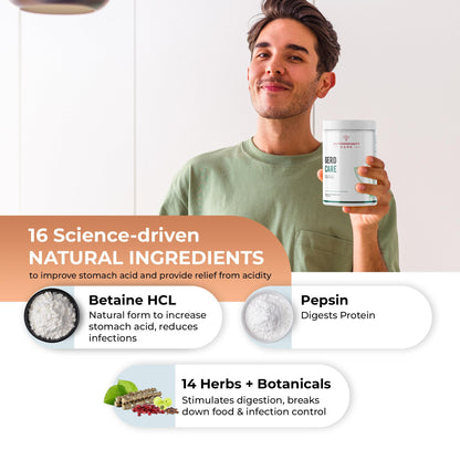 Autoimmunity Care GERD Care – Betaine HCL with Pepsin & Enzymes | Supports Low Stomach Acid, Acid Reflux & Heartburn Relief | Acidity & Bloating Relief, Acidity Tablet for Acid Reflux & Heartburn Relief | 120 Tabs