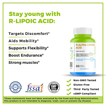 Haleup Alpha Lipoic Acid, 300 mg II Enriched with Lycopene & Resveratrol (60 capsules) || Healthy Liver || Heart || Blood Sugar & Potent Antioxidant