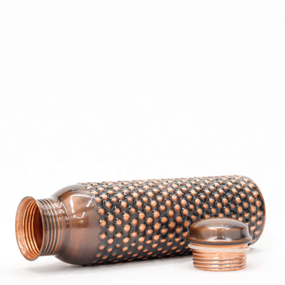 KUVI Copper Water Bottle 1 Litre | Leak Proof, Durable & Rust Proof | Ayurveda and Yoga Health Benefits | Eco Friendly Water Bottle 1000 ml | Office/Gym/Travel Bottle (Dotted Design)